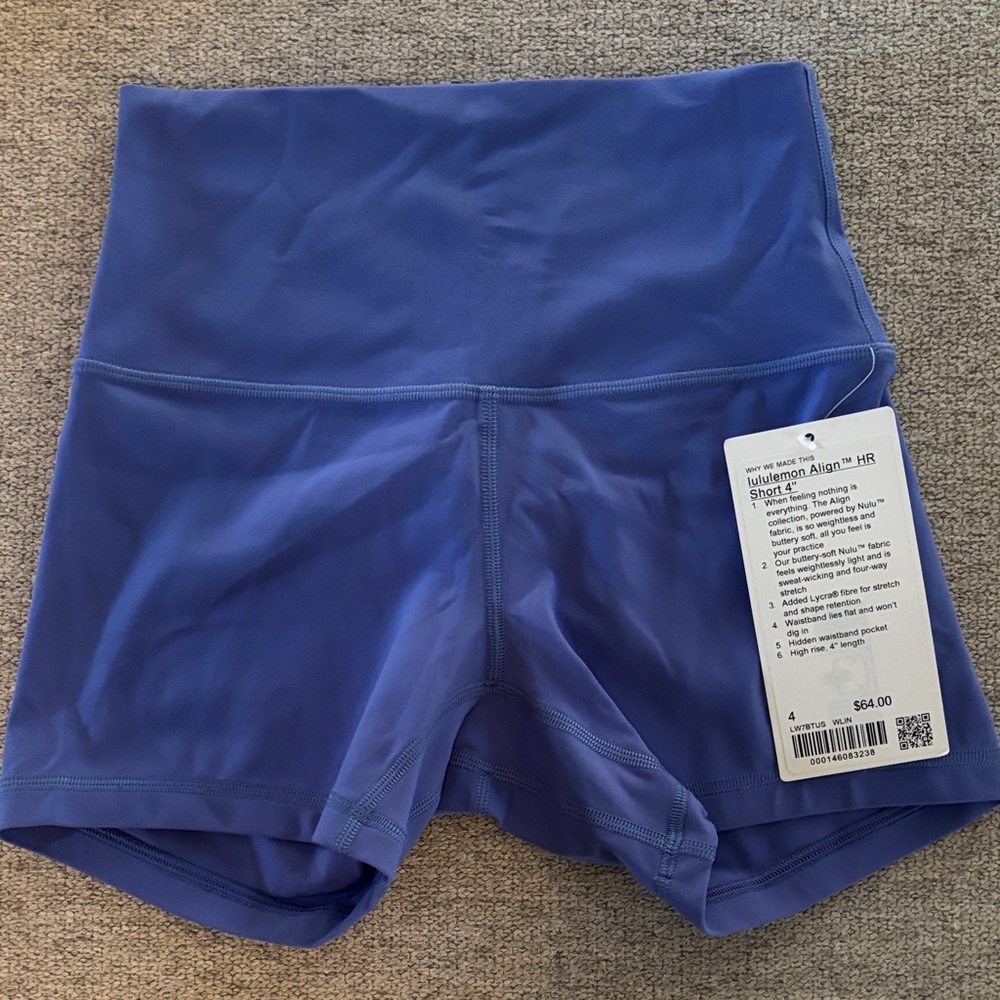 NWT Lululemon Women's Blue High-Rise Align Shorts 4”